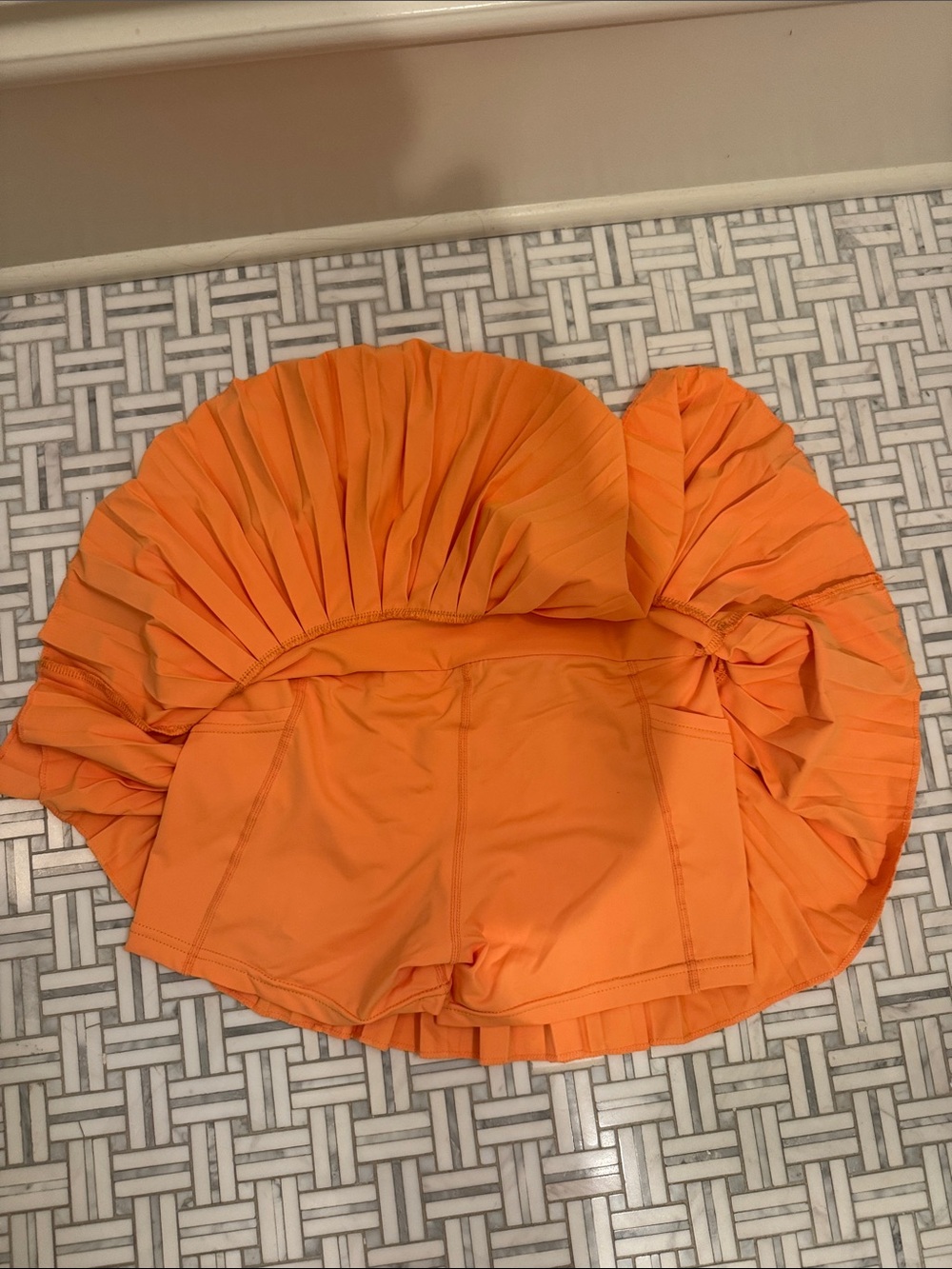 Gold hinge Women's Orange Pleated Tennis Skirt - Picture 5 of 5